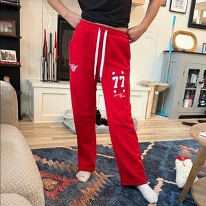 PacSun Vibrant Red Joggers with White Details